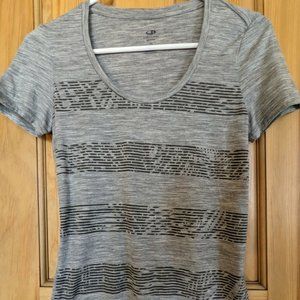 Icebreaker Merino Wool Grey Stripe T-Shirt XS